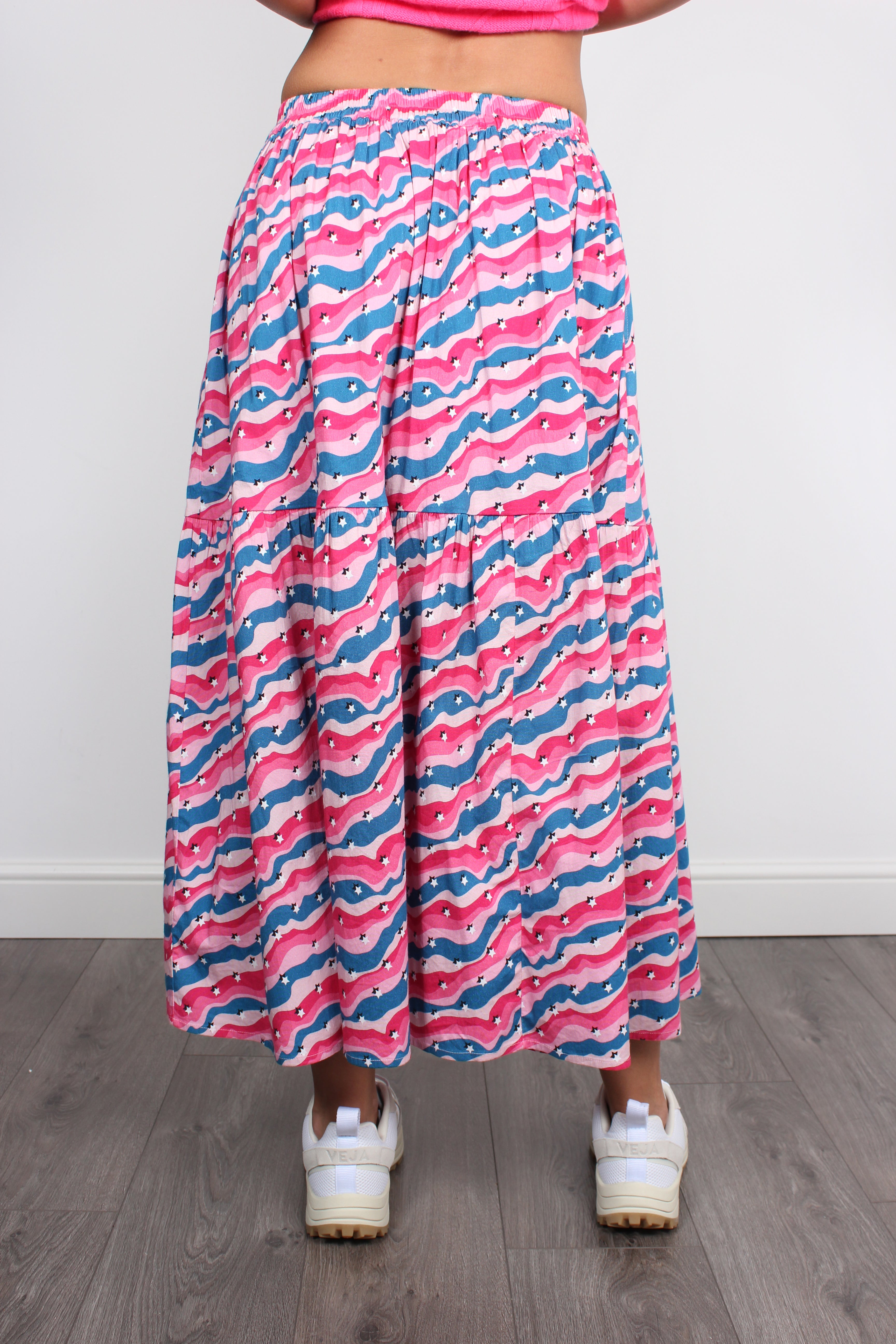 PPL Lea Skirt in Squiggle Star 01 in Pink & Blue