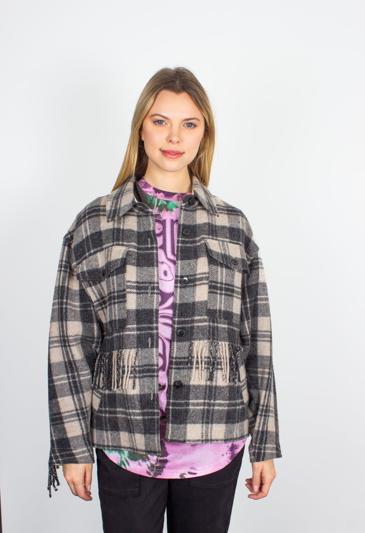 Isabel Marant Étoile Filora wool-mix checked ecru jacket