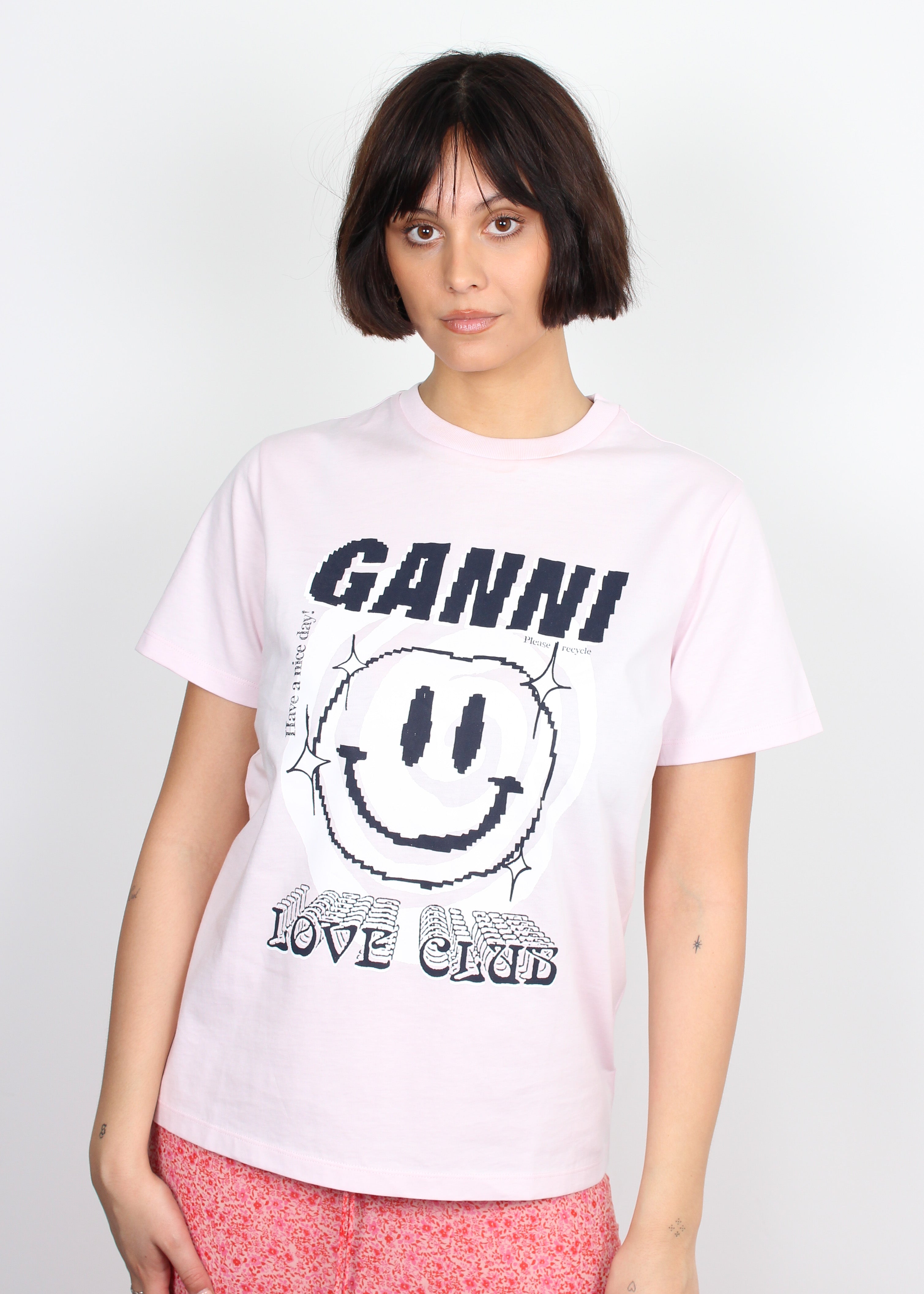 GANNI T3139 Smiley T-shirt in Light Lilac