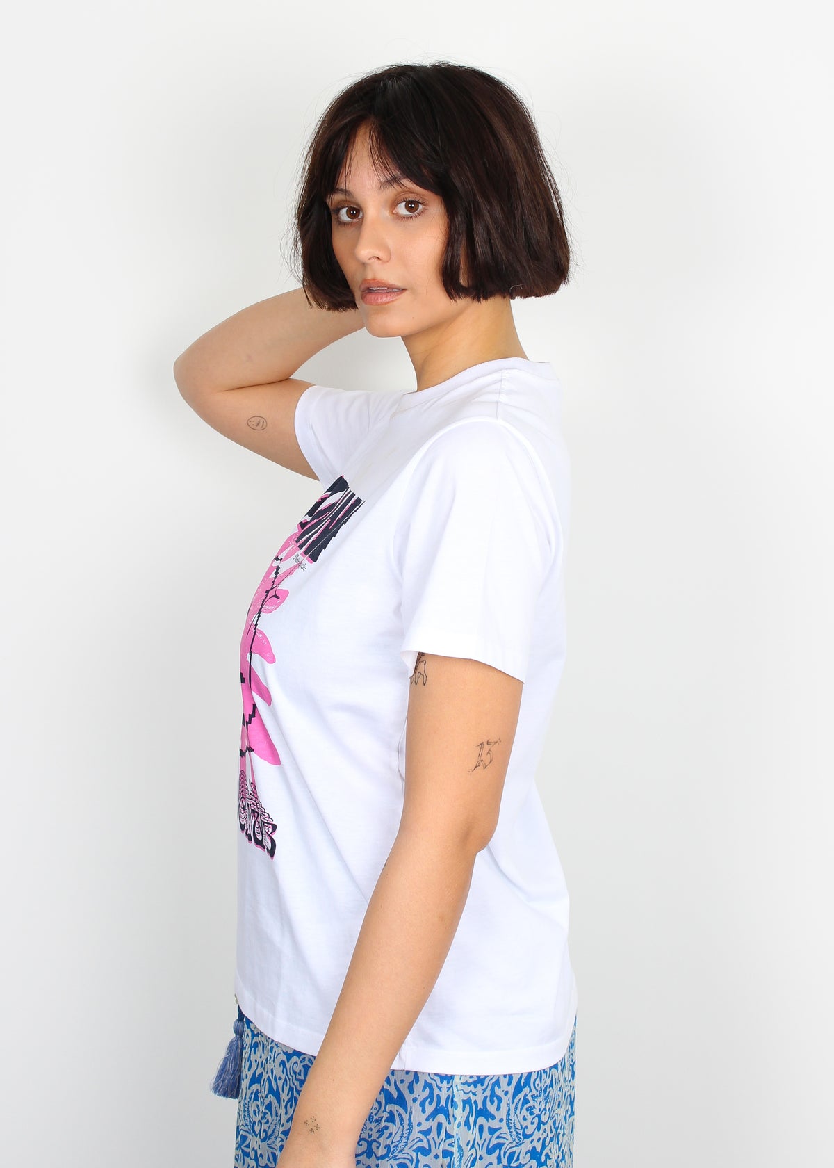 GANNI T3141 Smiley T-shirt in Bright White