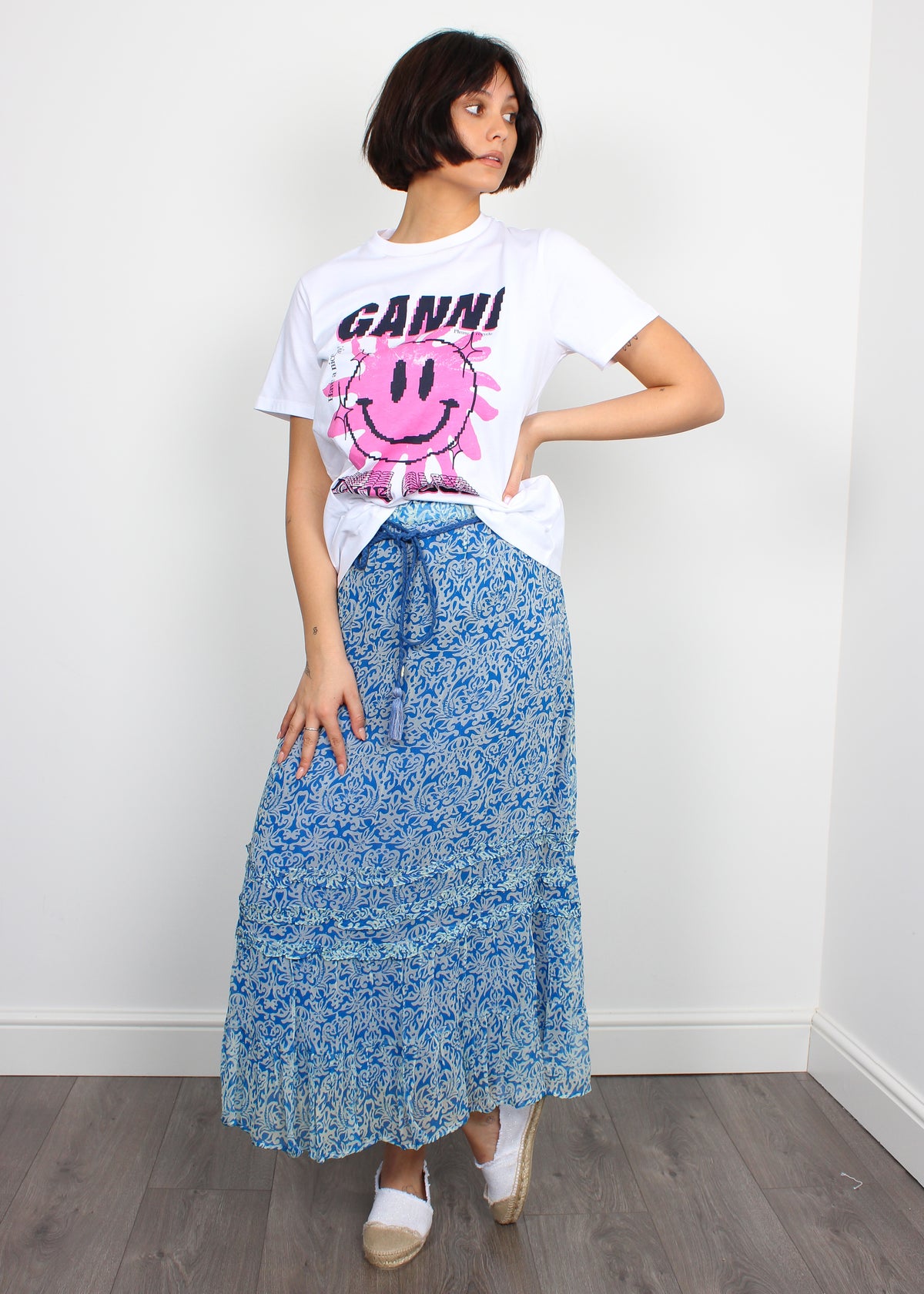 GANNI T3141 Smiley T-shirt in Bright White