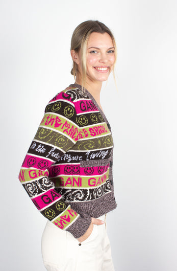 GANNI Wool Mix Cardigan in Multicolour