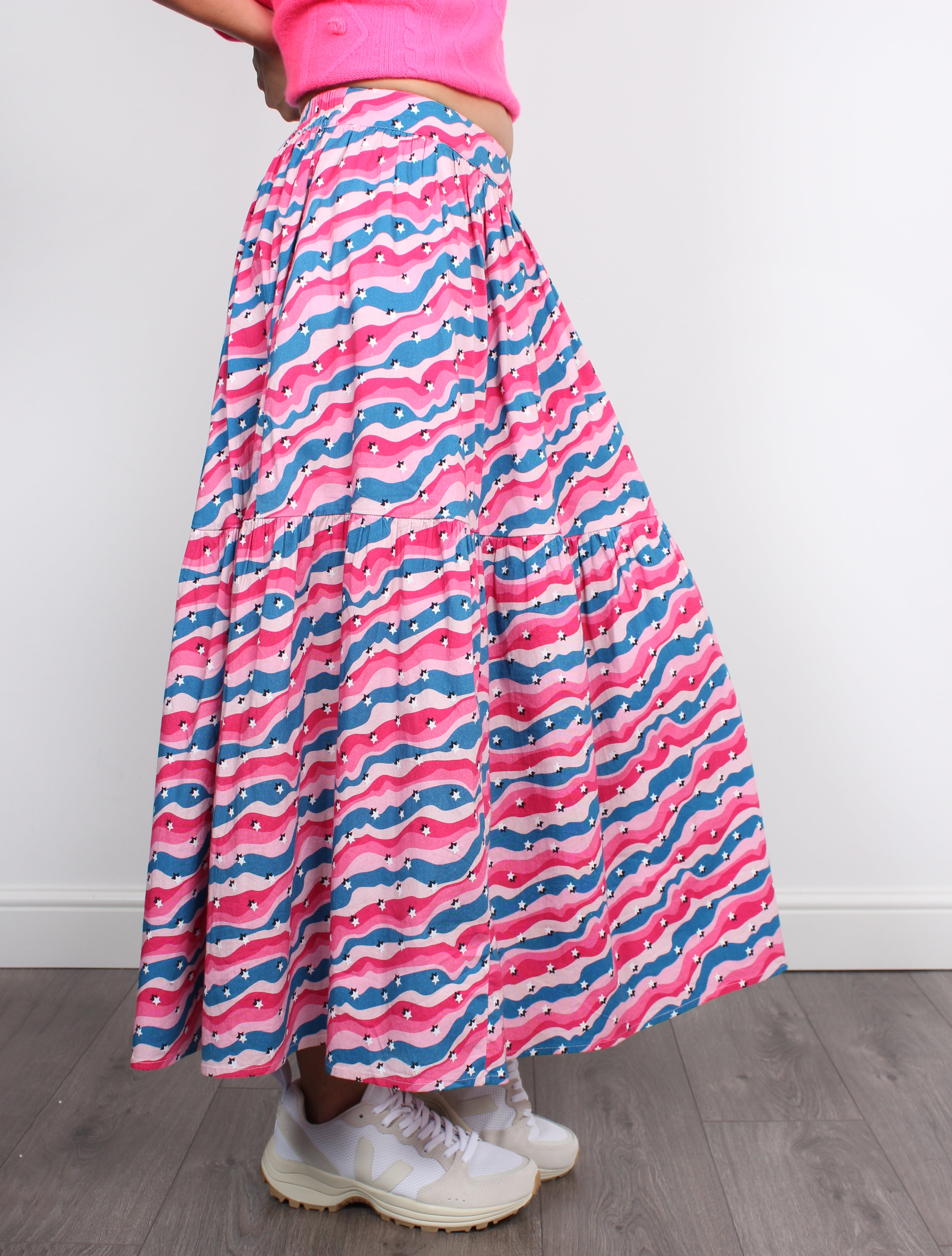 PPL Lea Skirt in Squiggle Star 01 in Pink & Blue