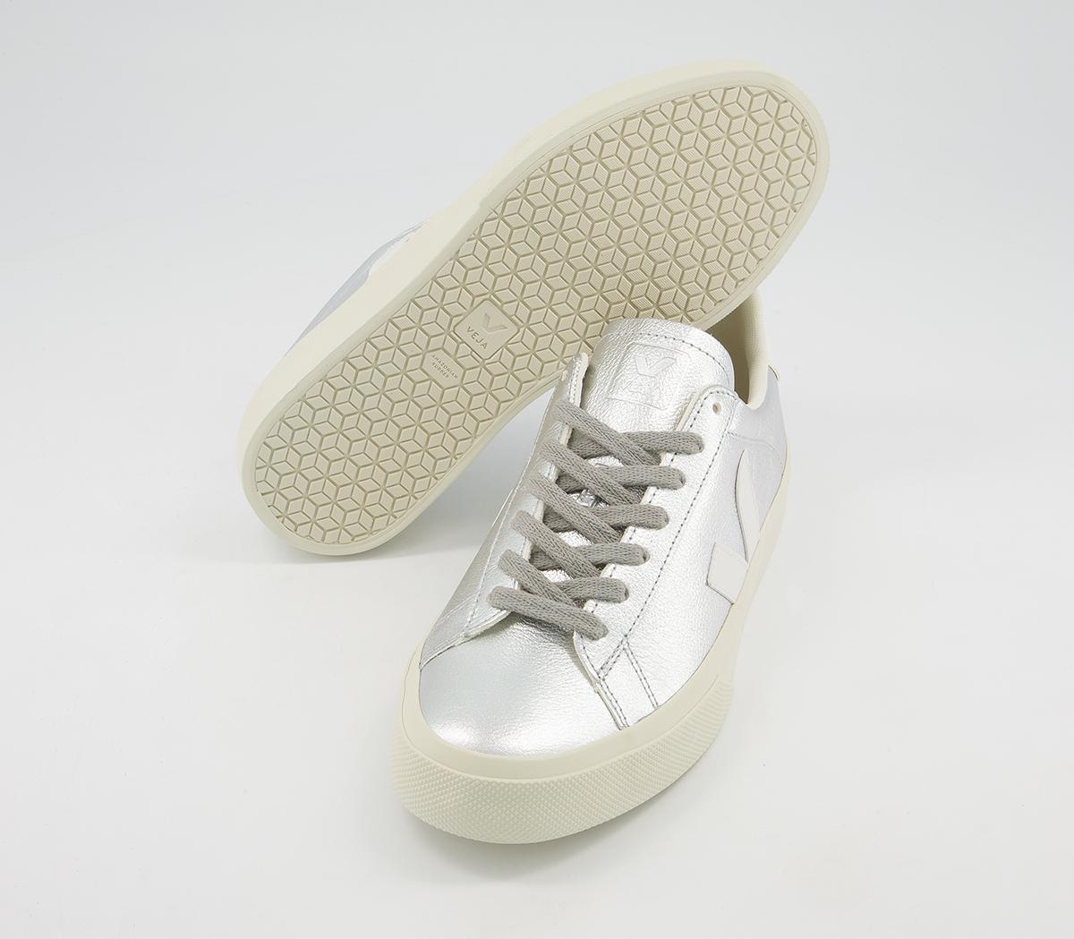 VEJA Campo Chromefree Trainers in Silver White