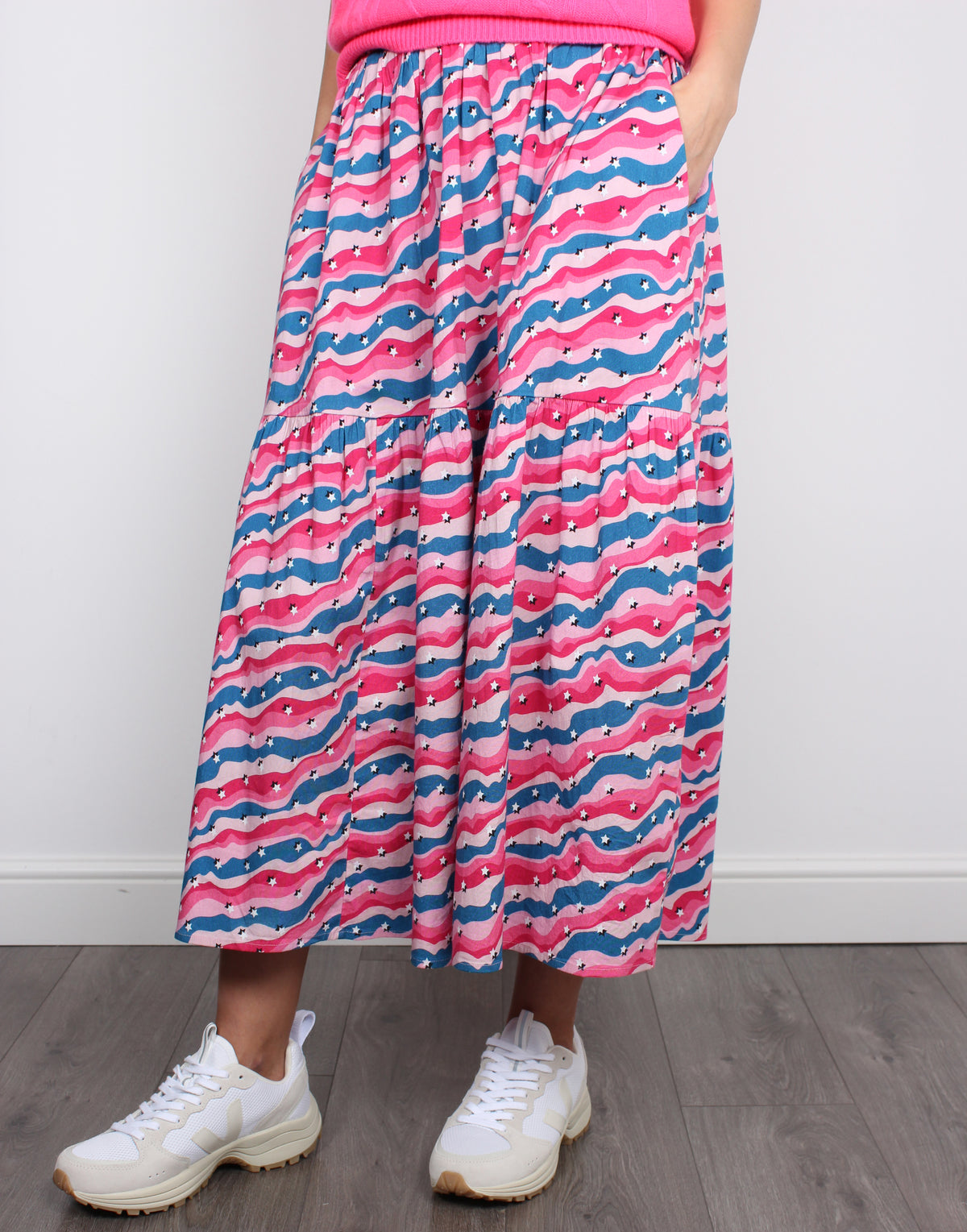 PPL Lea Skirt in Squiggle Star 01 in Pink & Blue