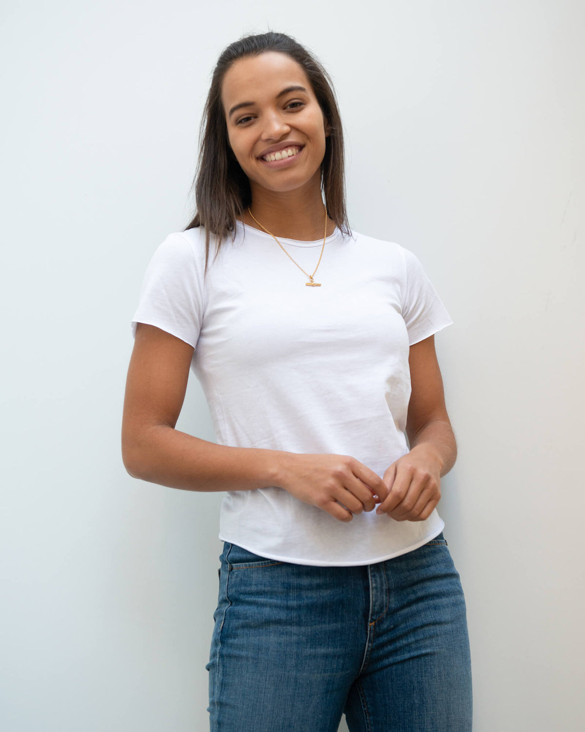 YT Raw edge tee in white