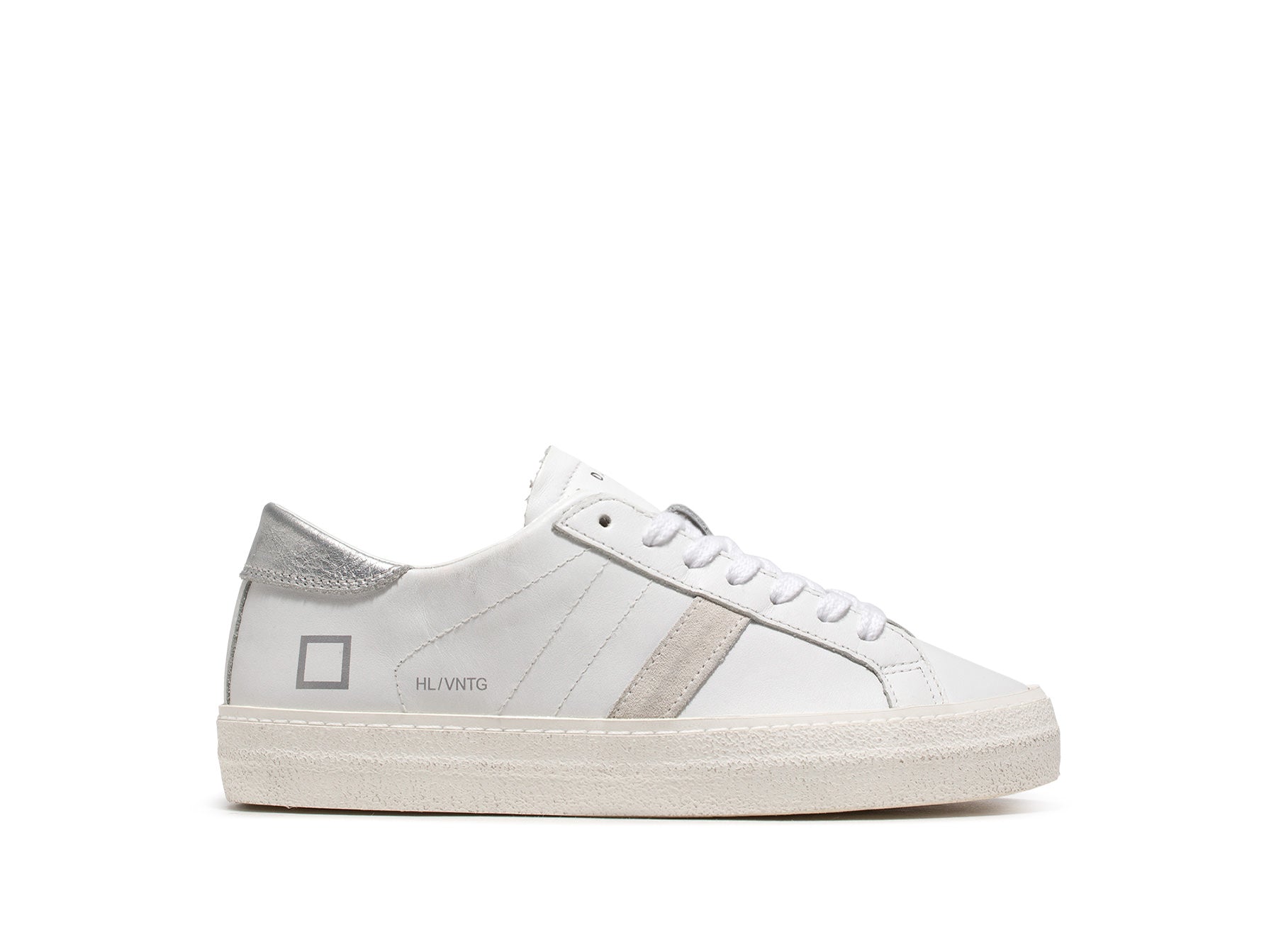 D.A.T.E Hill Low Vintage Calf in White Silver