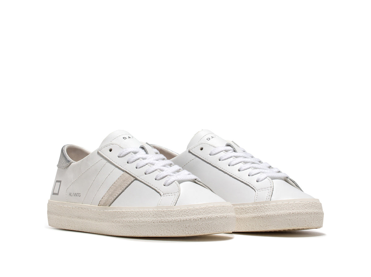 D.A.T.E Hill Low Vintage Calf in White Silver