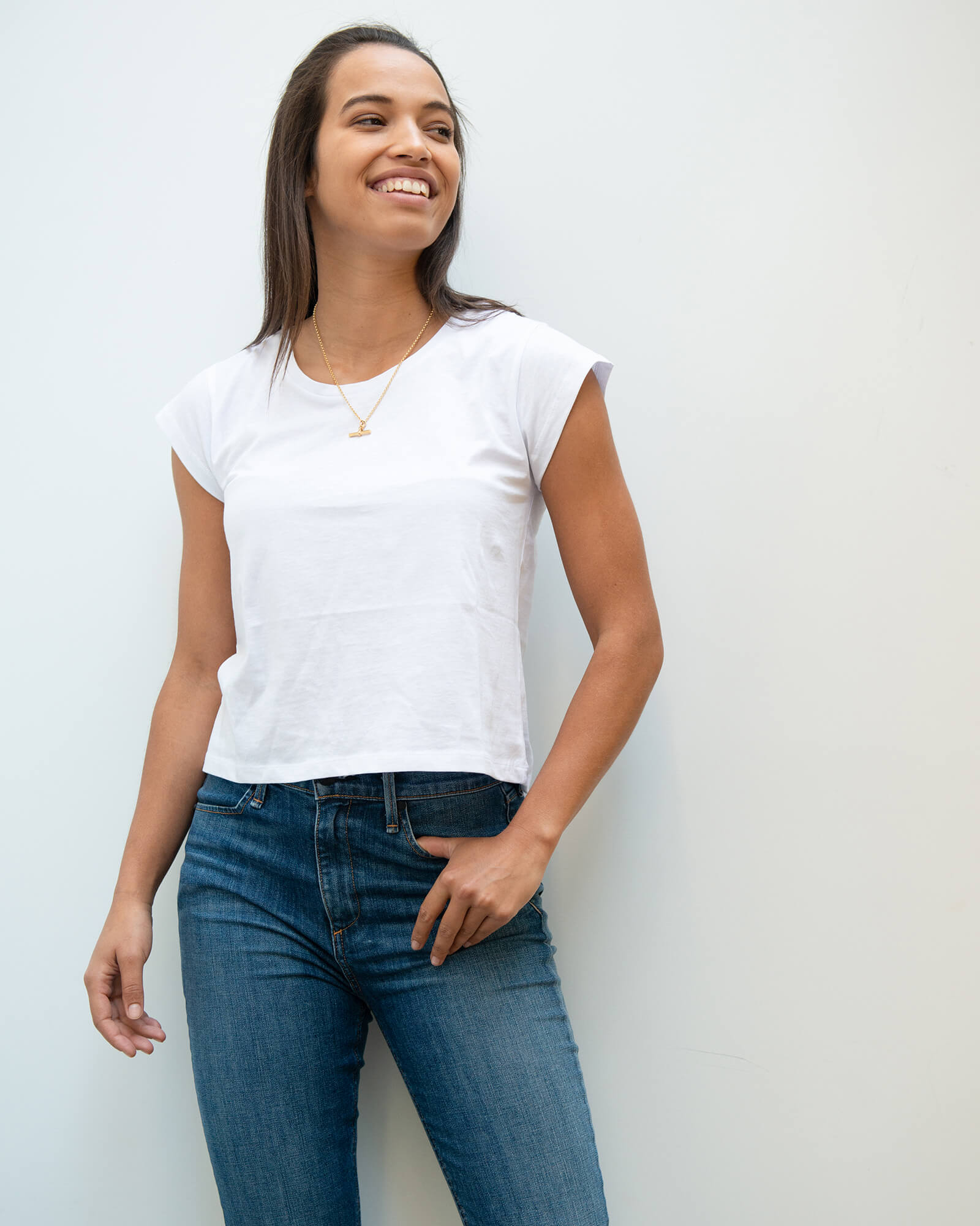 YT Cropped tee in white