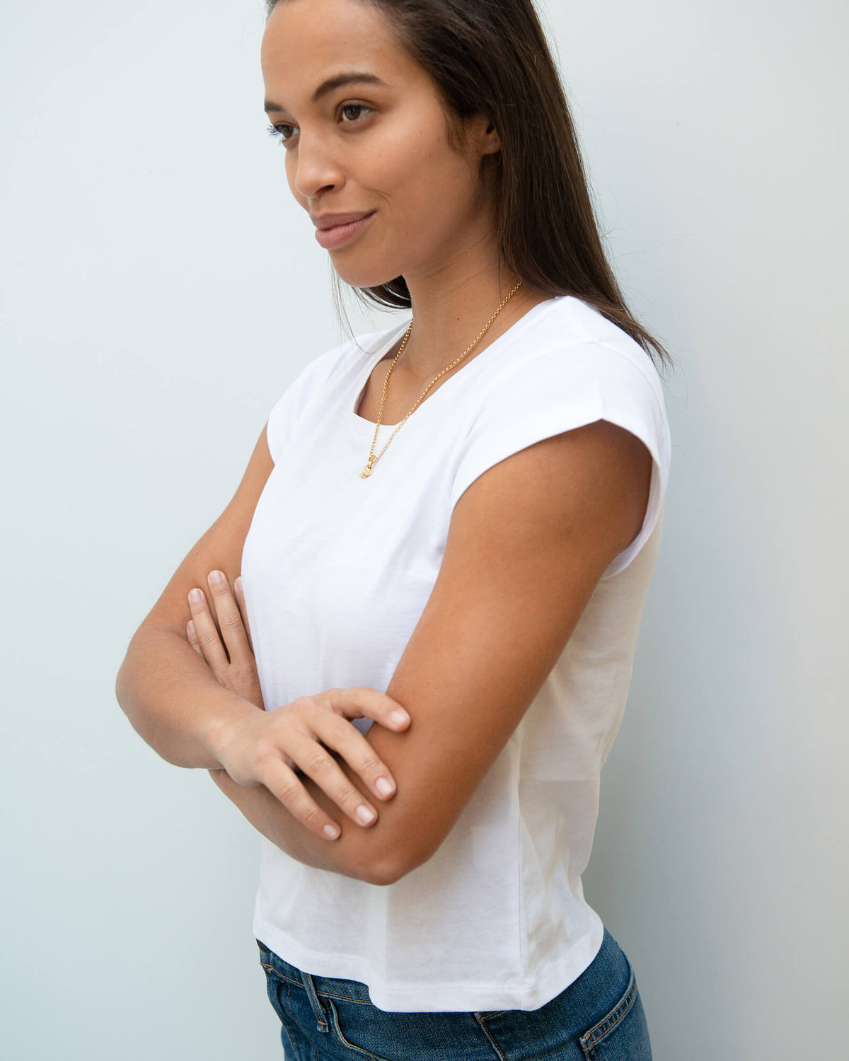 YT Cropped tee in white