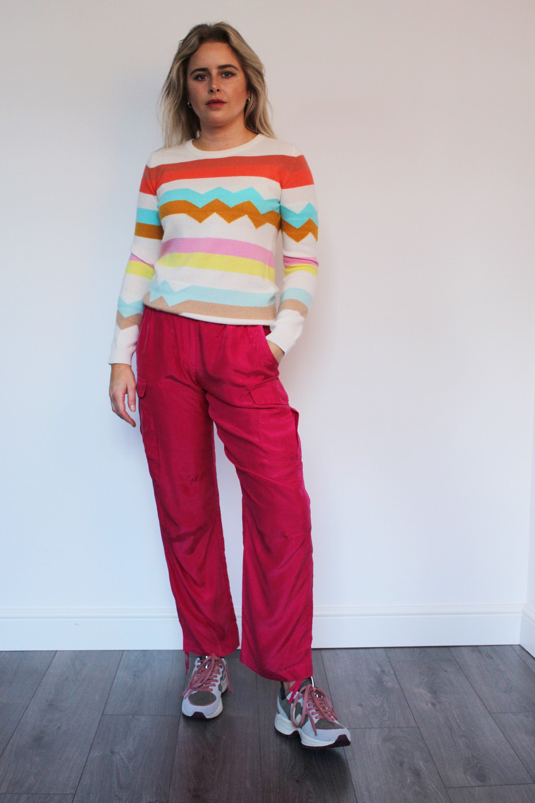 JU Electric Stripe Crew Knit in Multi