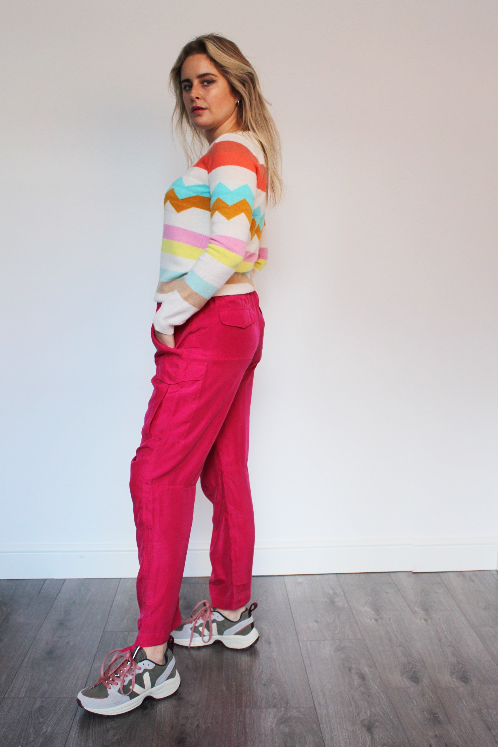 JU Electric Stripe Crew Knit in Multi