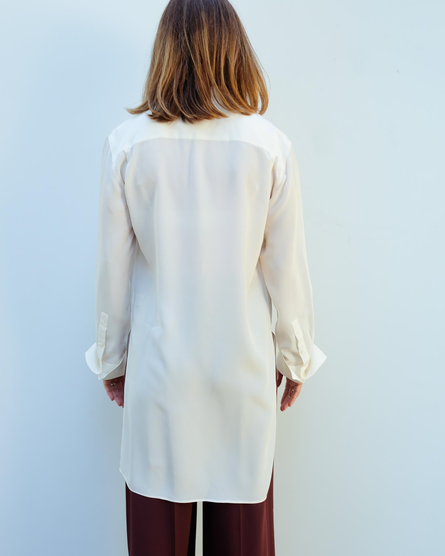 JOSEPH Bold crepe de chine blouse in ivory