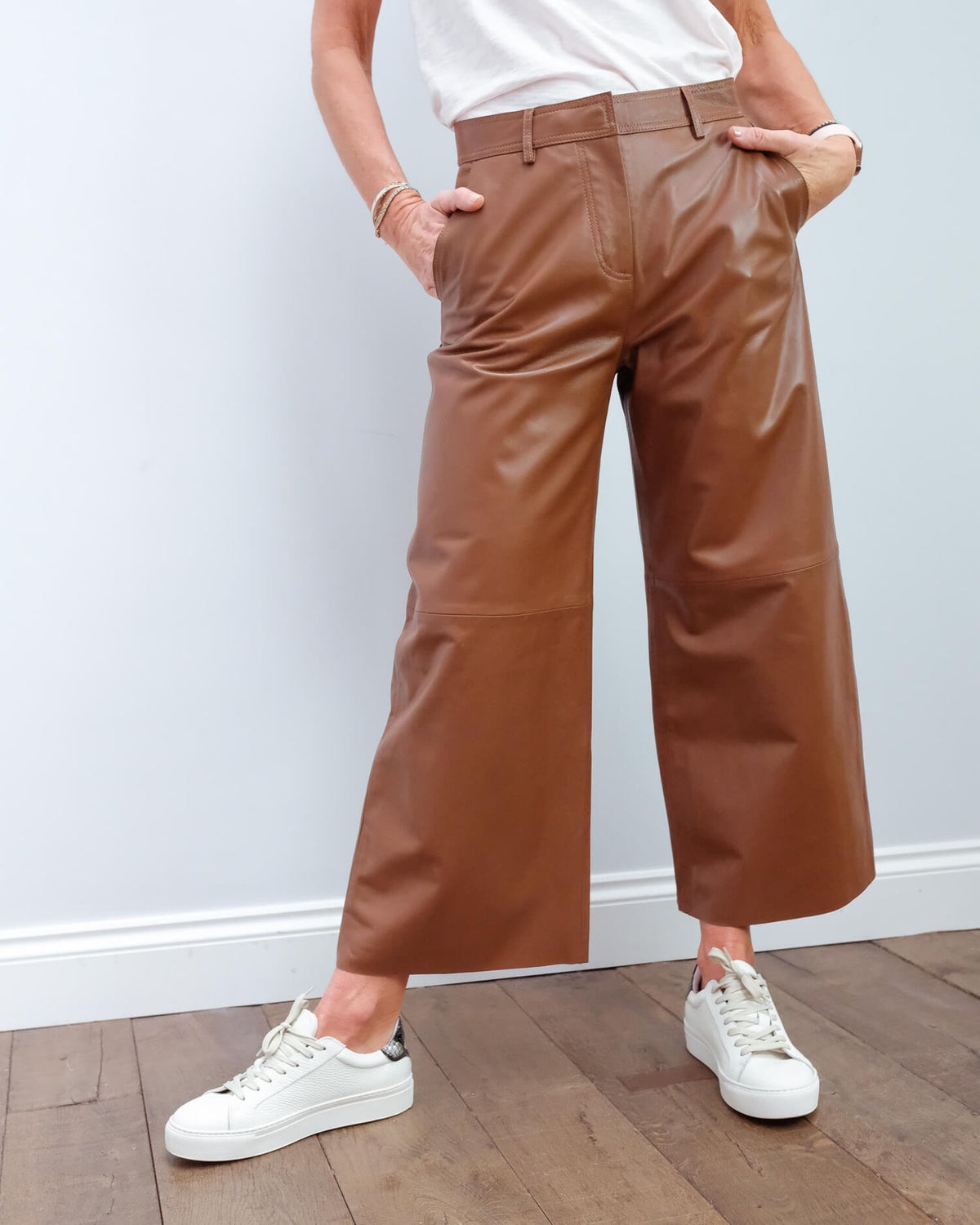 MM Atalia leather trouser in brown