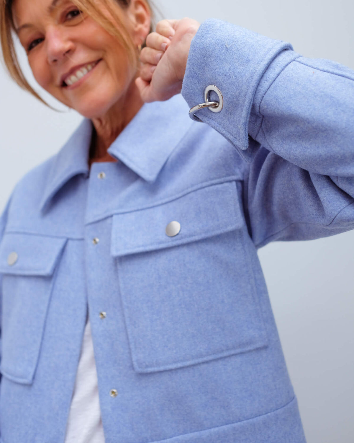 SLF Betty wool jacket in blue melange