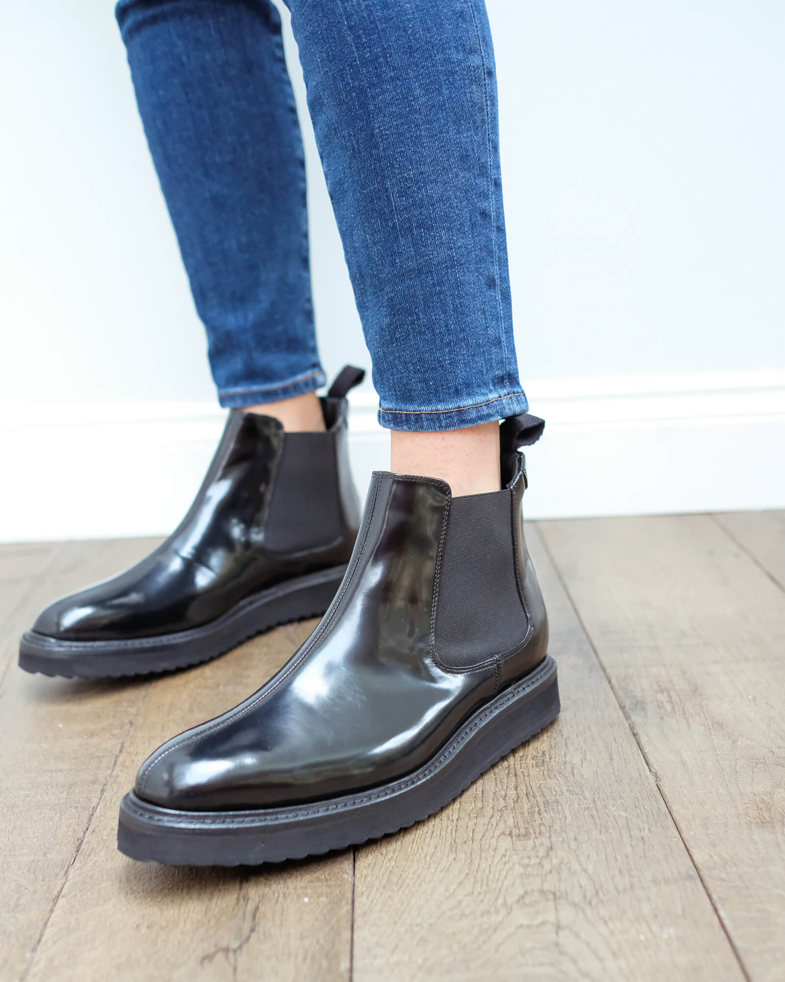 Grenson Gisele gloss chelsea boots in black