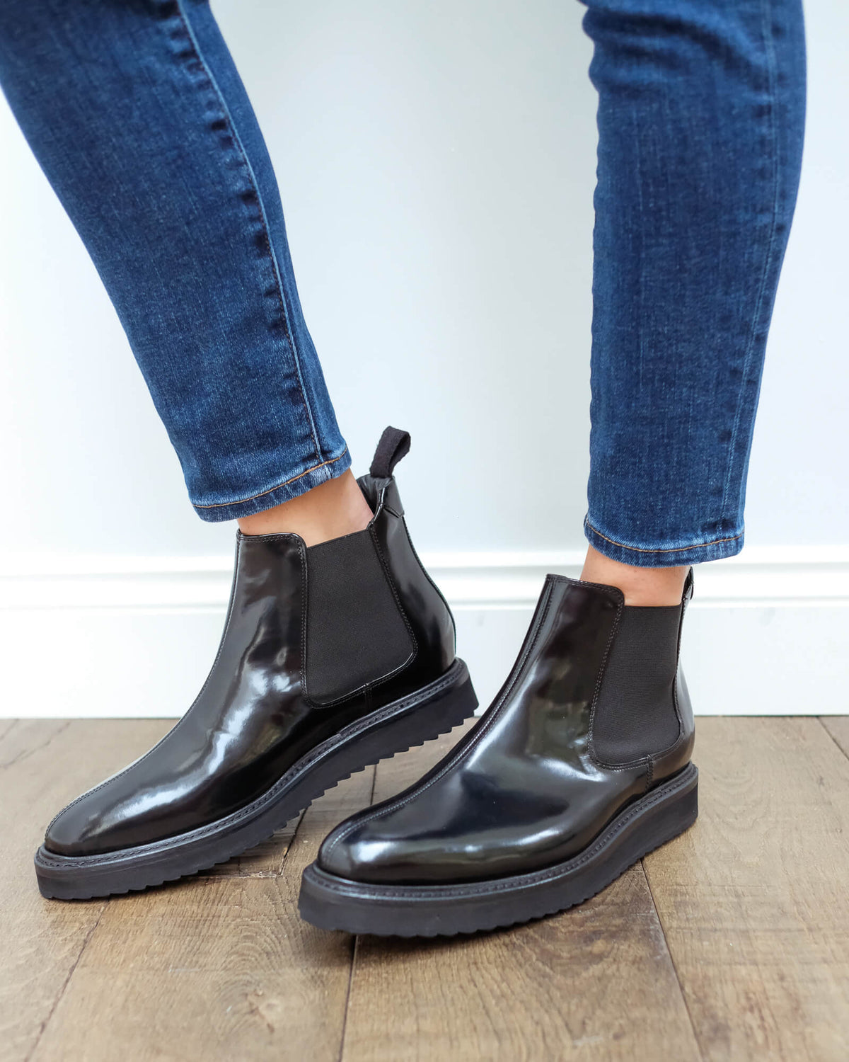 Grenson Gisele gloss chelsea boots in black