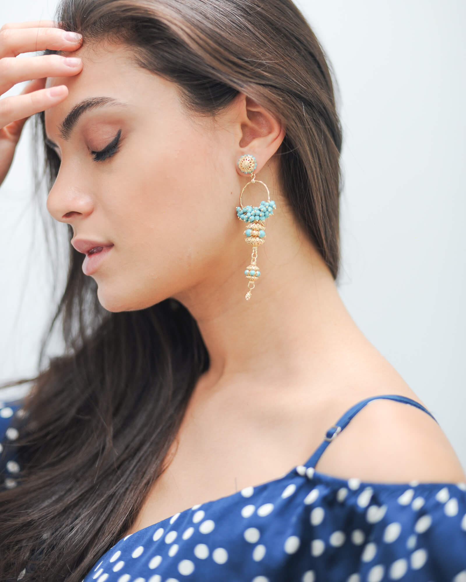 Turquoise hoop cluster earrings