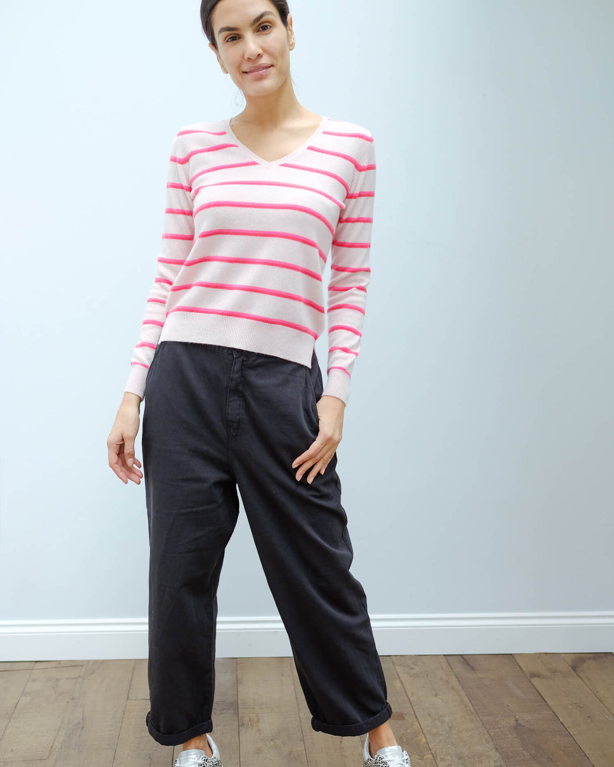 JU Boyfriend stripe Vee in blossom