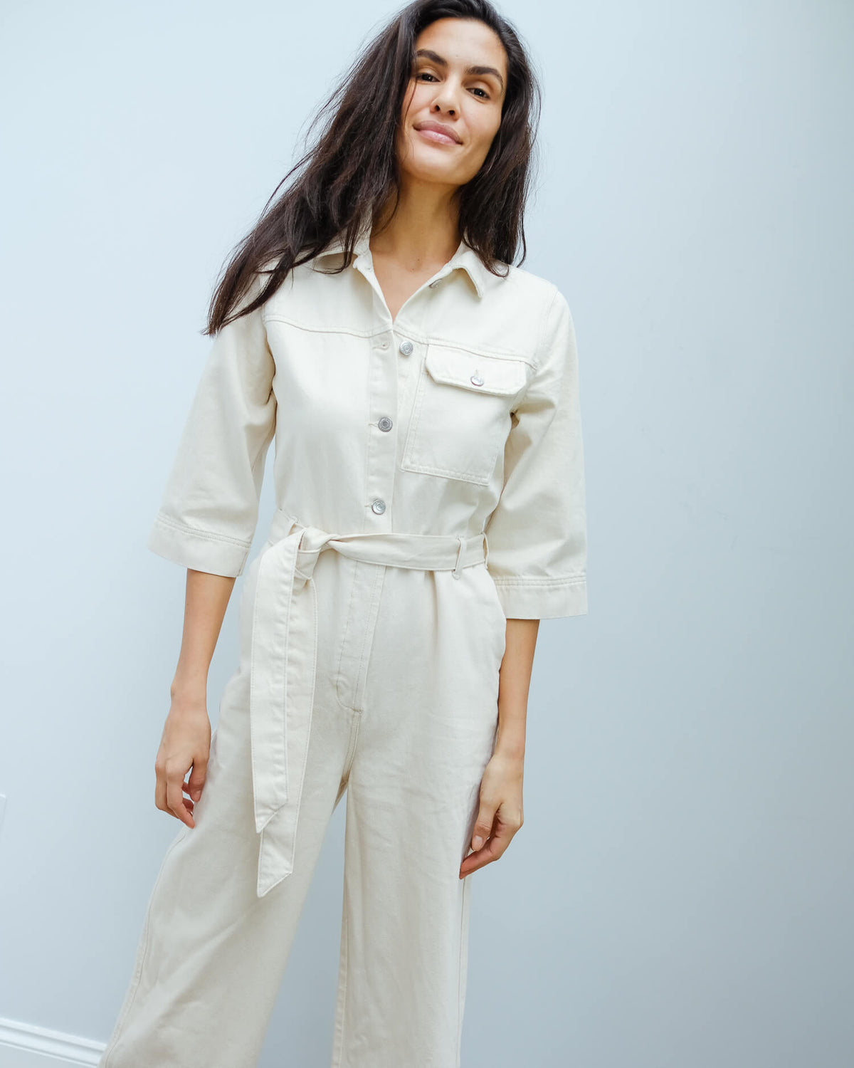 SLF Helena white denim jumpsuit