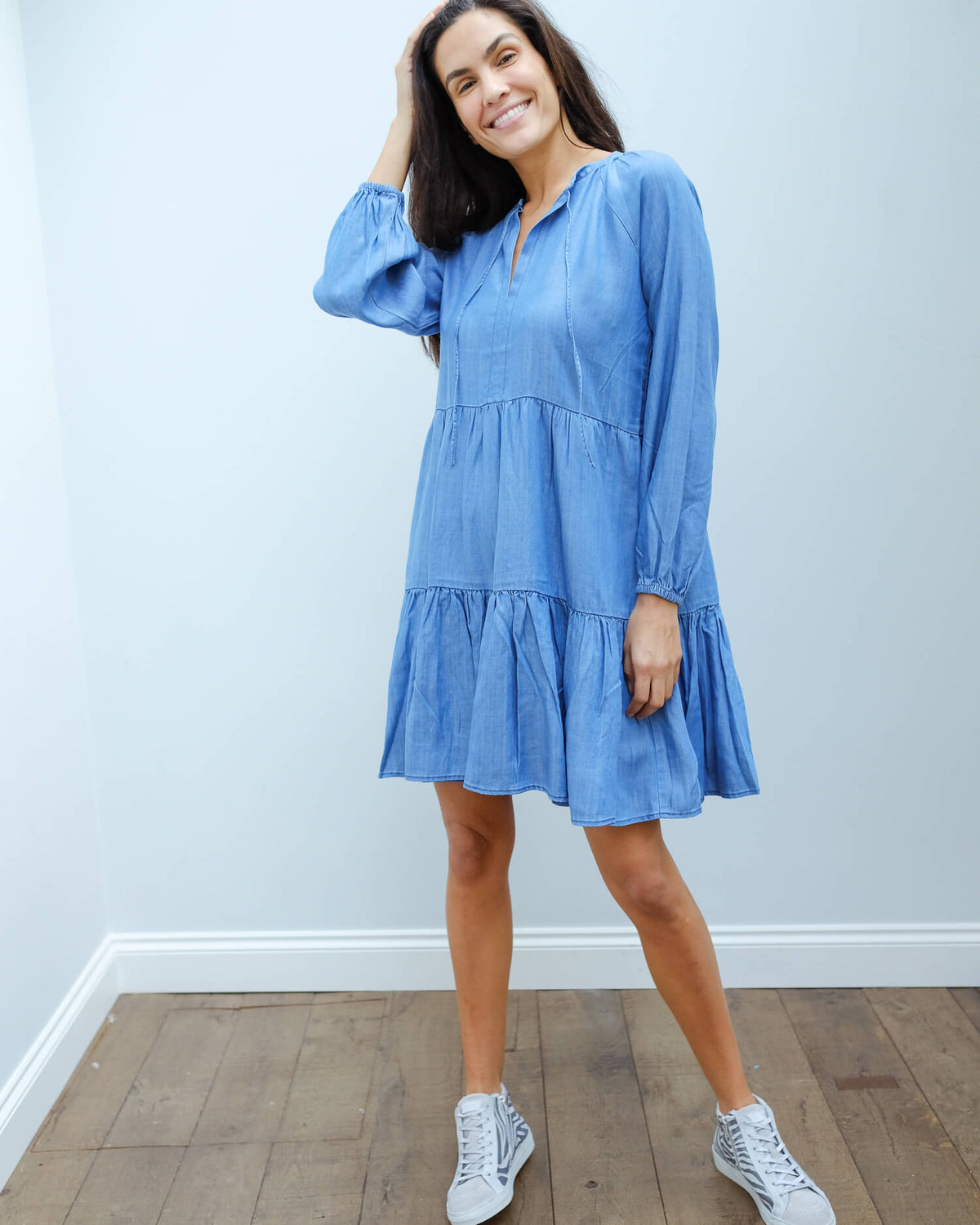 SEC. F Lilla LS dress in blue denim