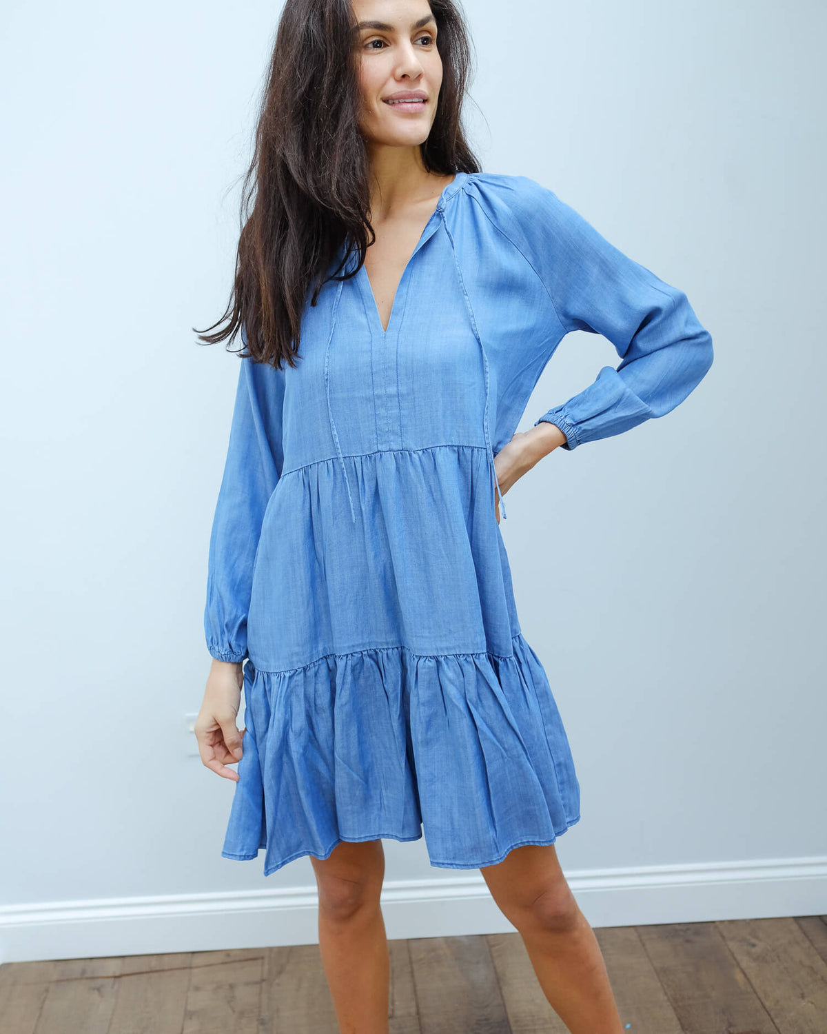 SEC. F Lilla LS dress in blue denim