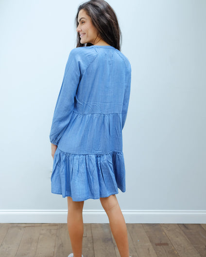 SEC. F Lilla LS dress in blue denim