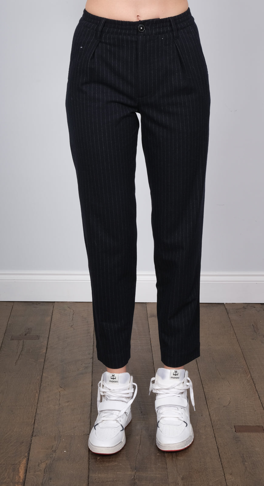 BR Villa pinstripe trousers in navy