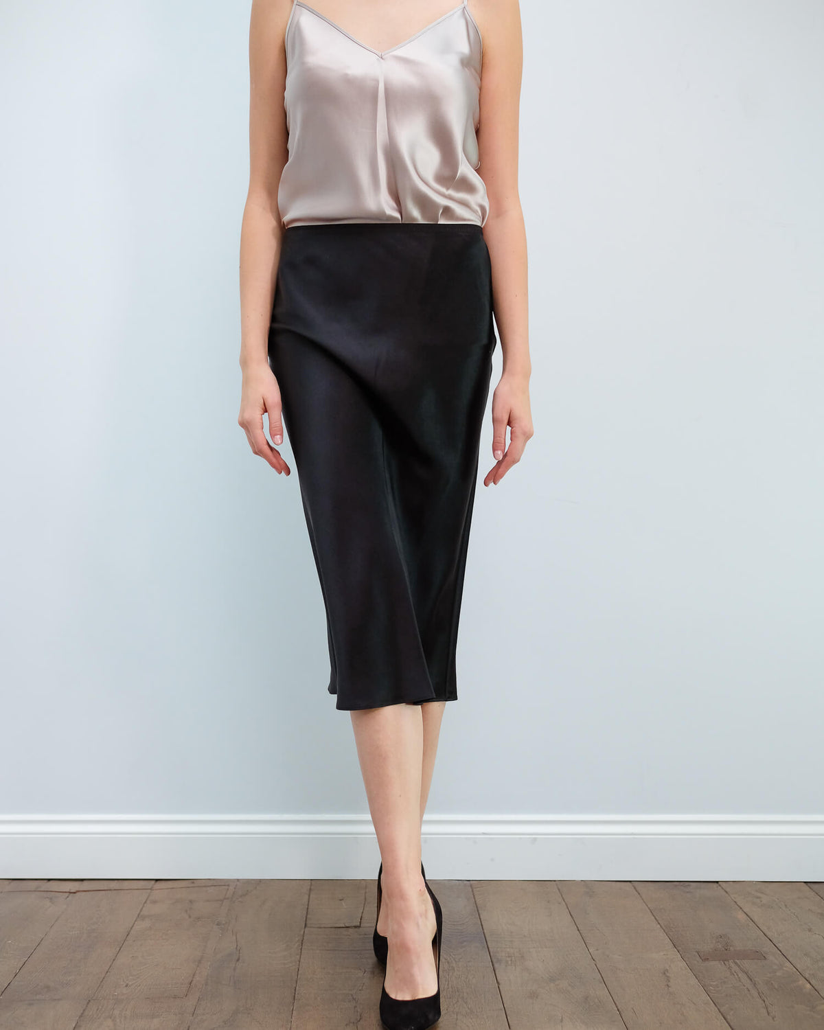 JOSEPH Isaak silk satin skirt in black