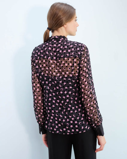 DVF Minnie top in black, pink