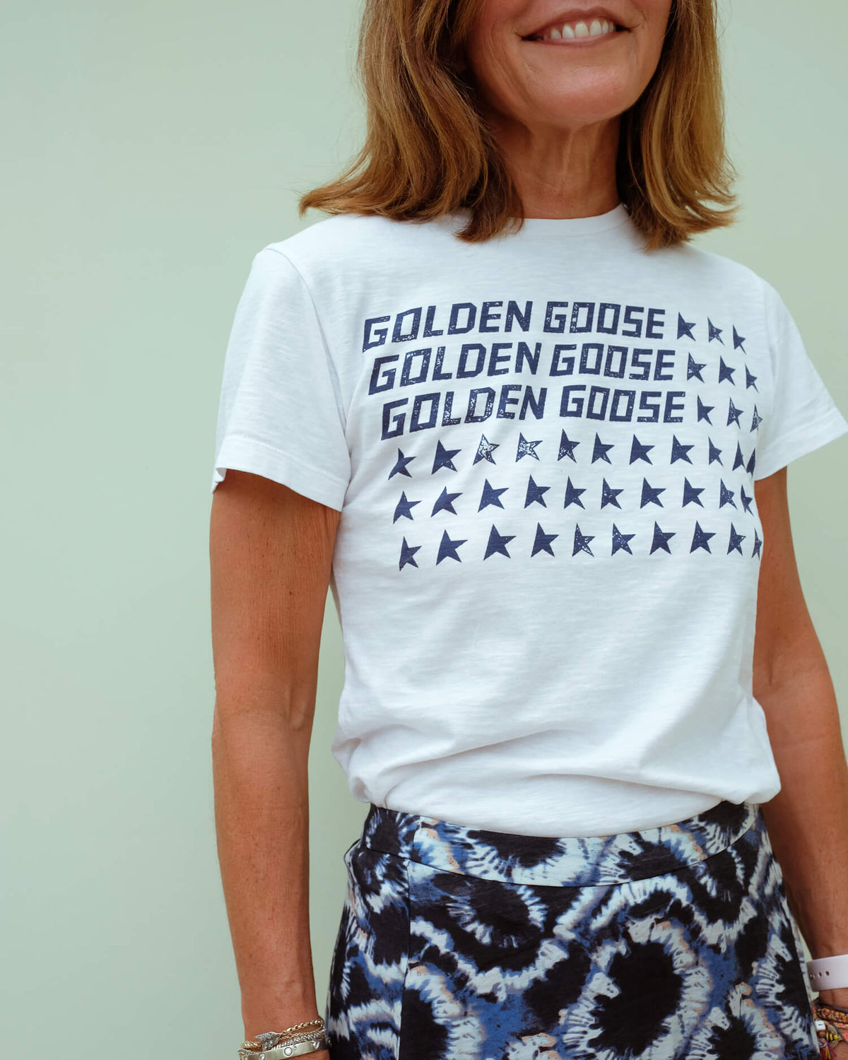 GG Ania golden flag tee in white