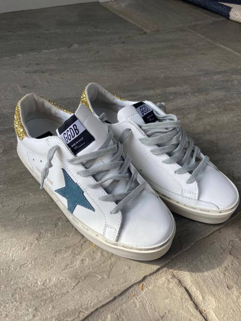 GG Hi star 945 in white with petrol star gold glitter