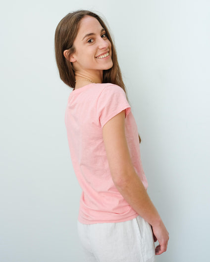 V Katie city slub T-shirt in bubble pink