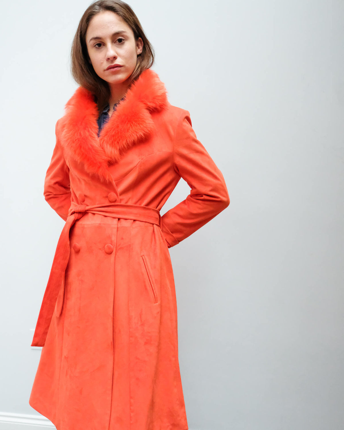 CHS Carrie coat in spicy orange