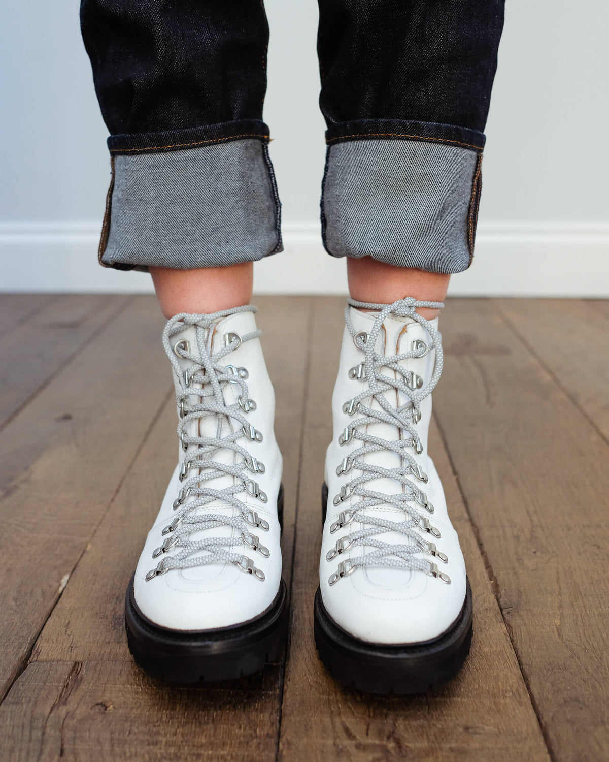 Grenson Nanette ski boot in white softie