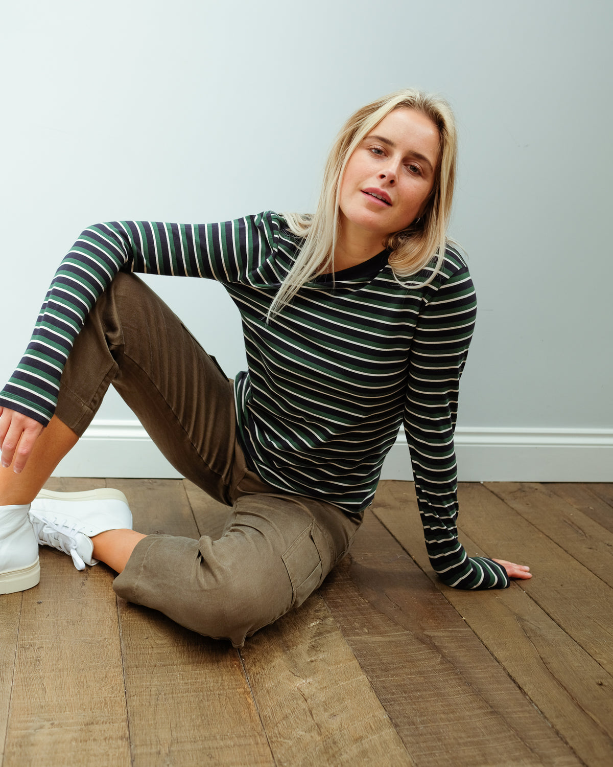 LOR Luxe stripe top in creme