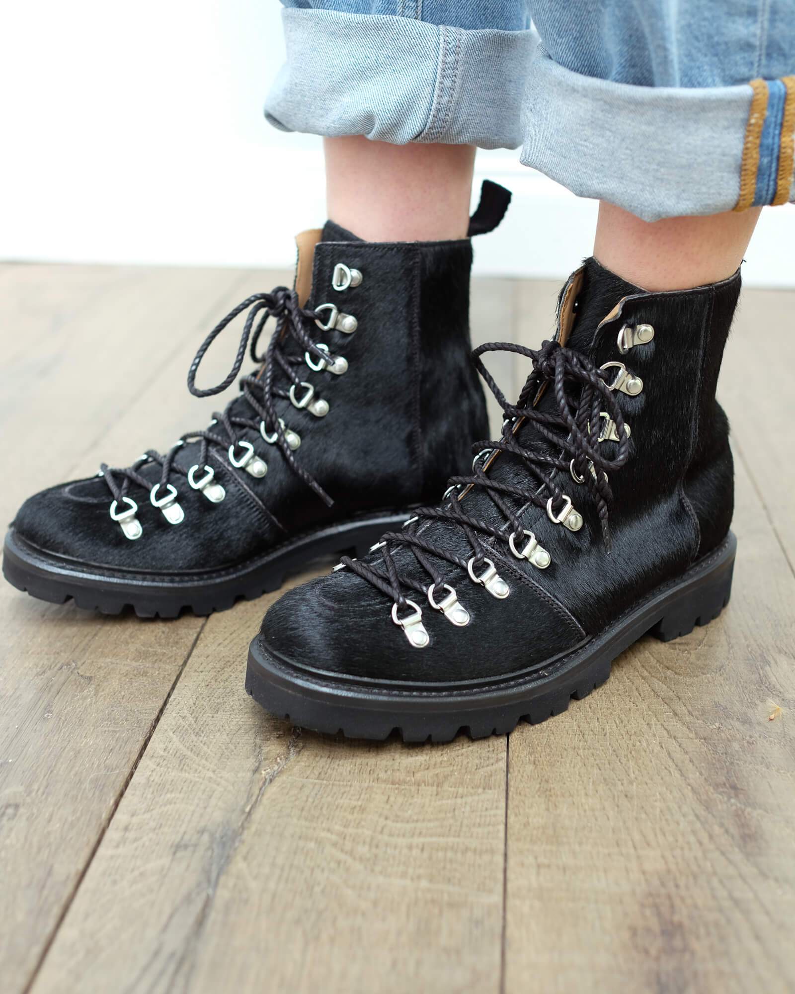 Grenson Nanette hair on hide boots in black