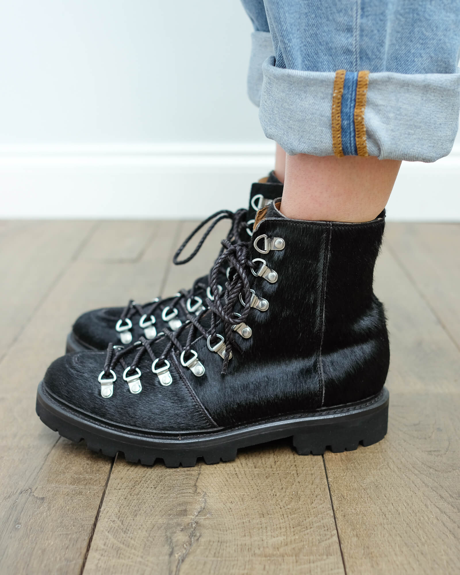 Grenson Nanette hair on hide boots in black