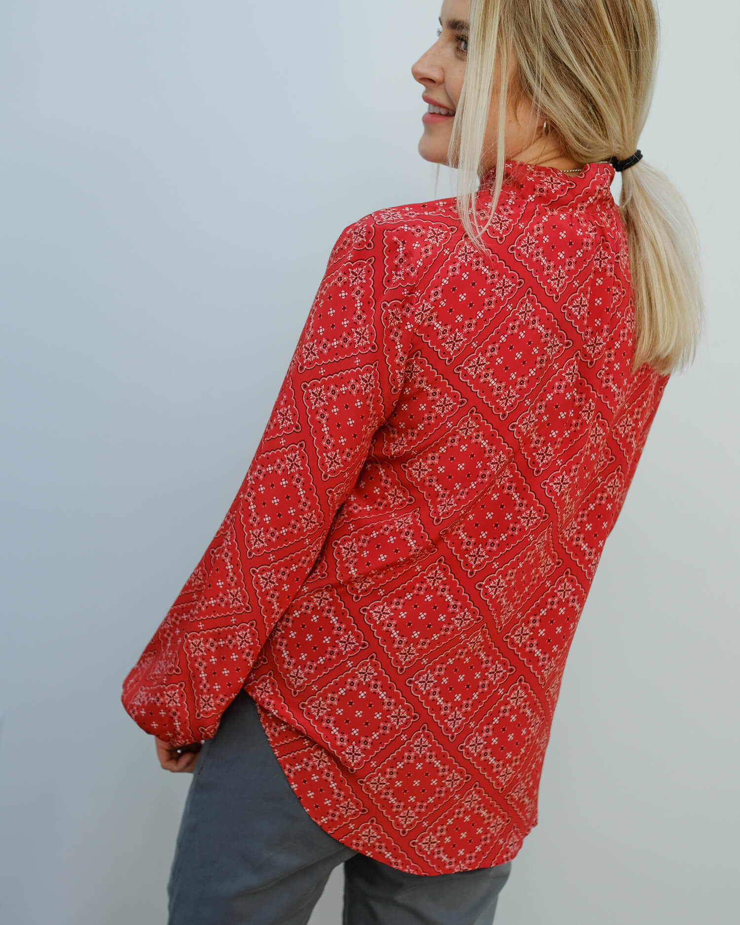 RIXO Moss in scarf floral red