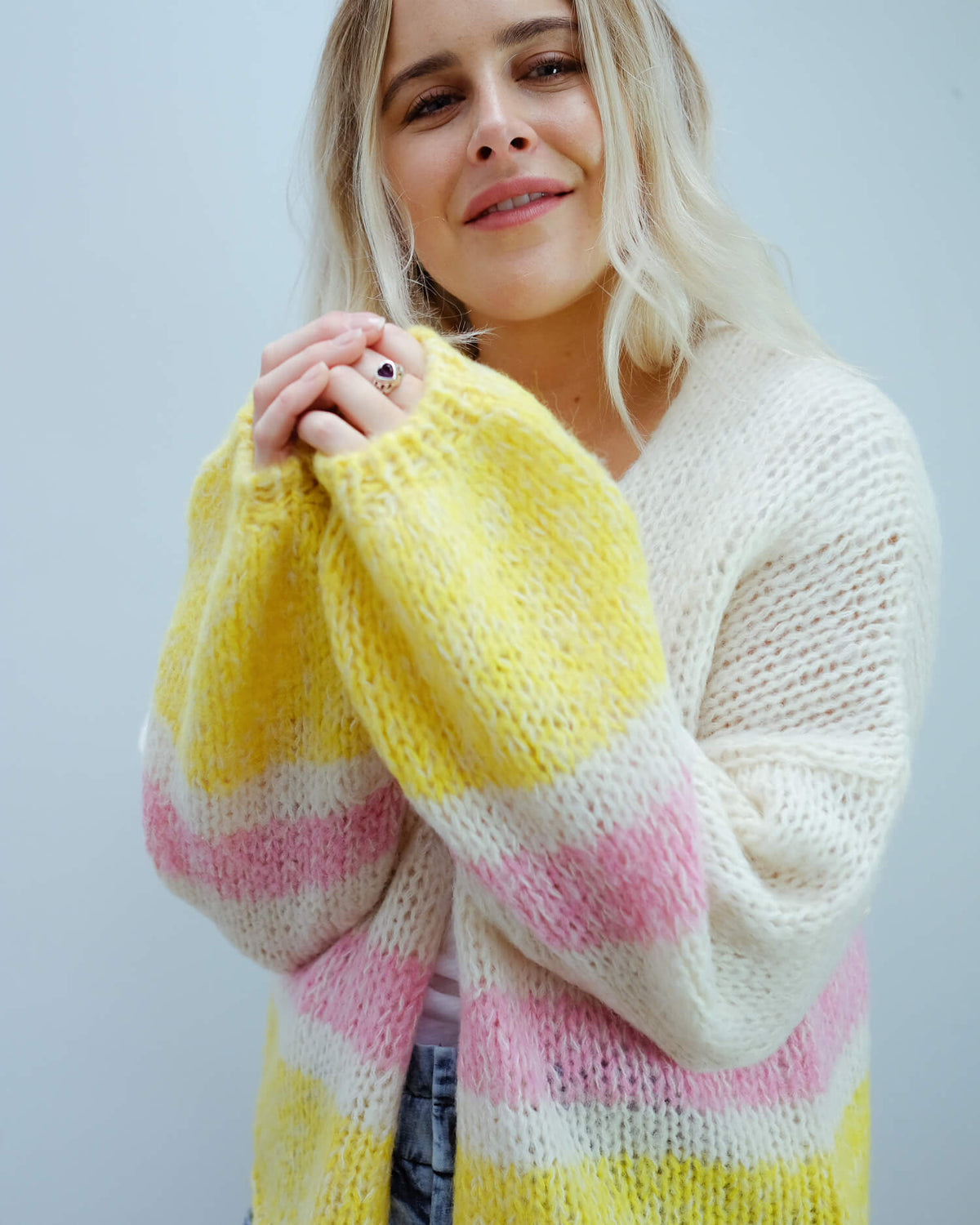 SLF Mellow cardi in yellow stripe