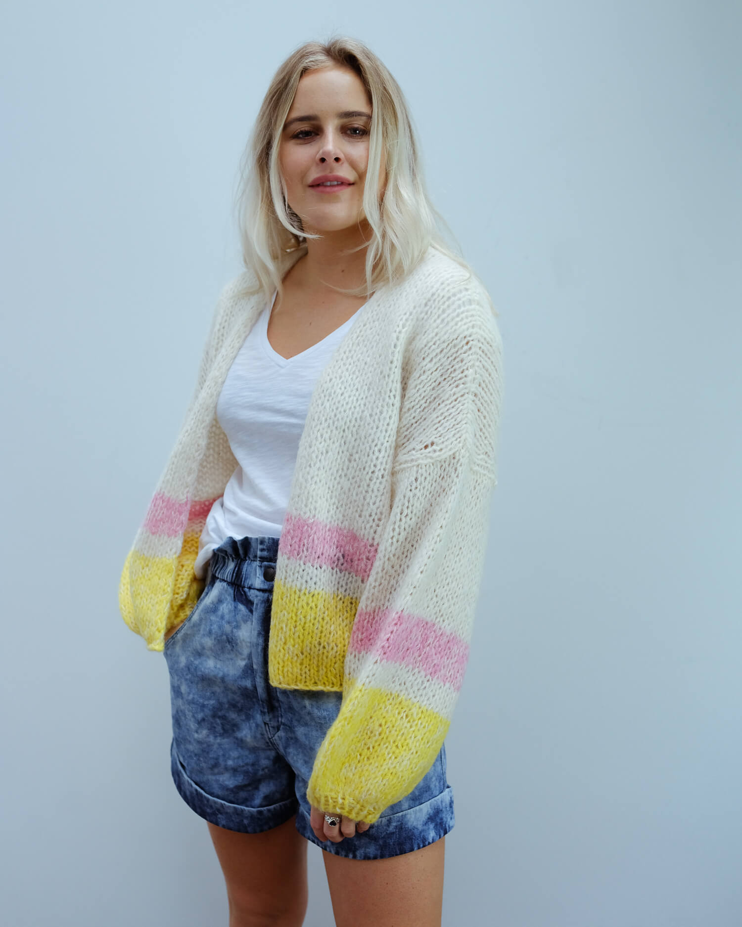 SLF Mellow cardi in yellow stripe