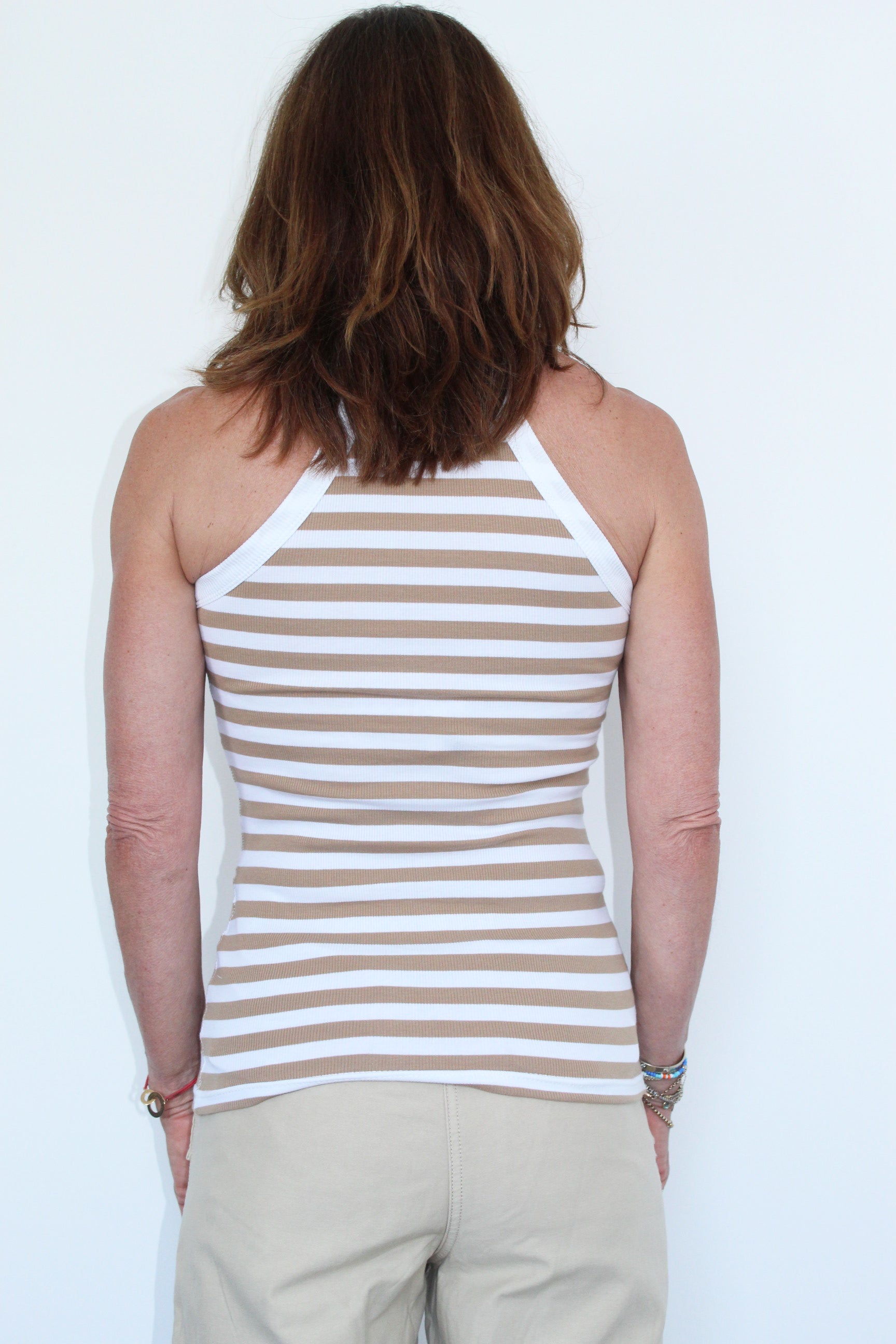 SLF Analipa Top Striped Top in White, Kelp