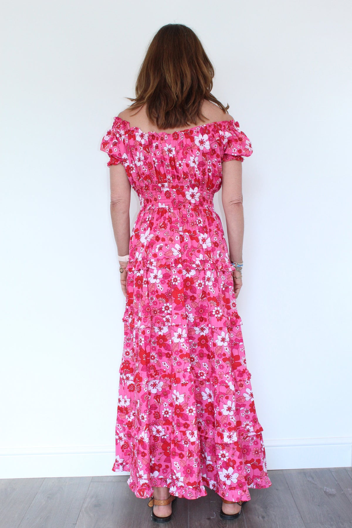 PCP Rah Rah Long Dress in 70's Strawberry