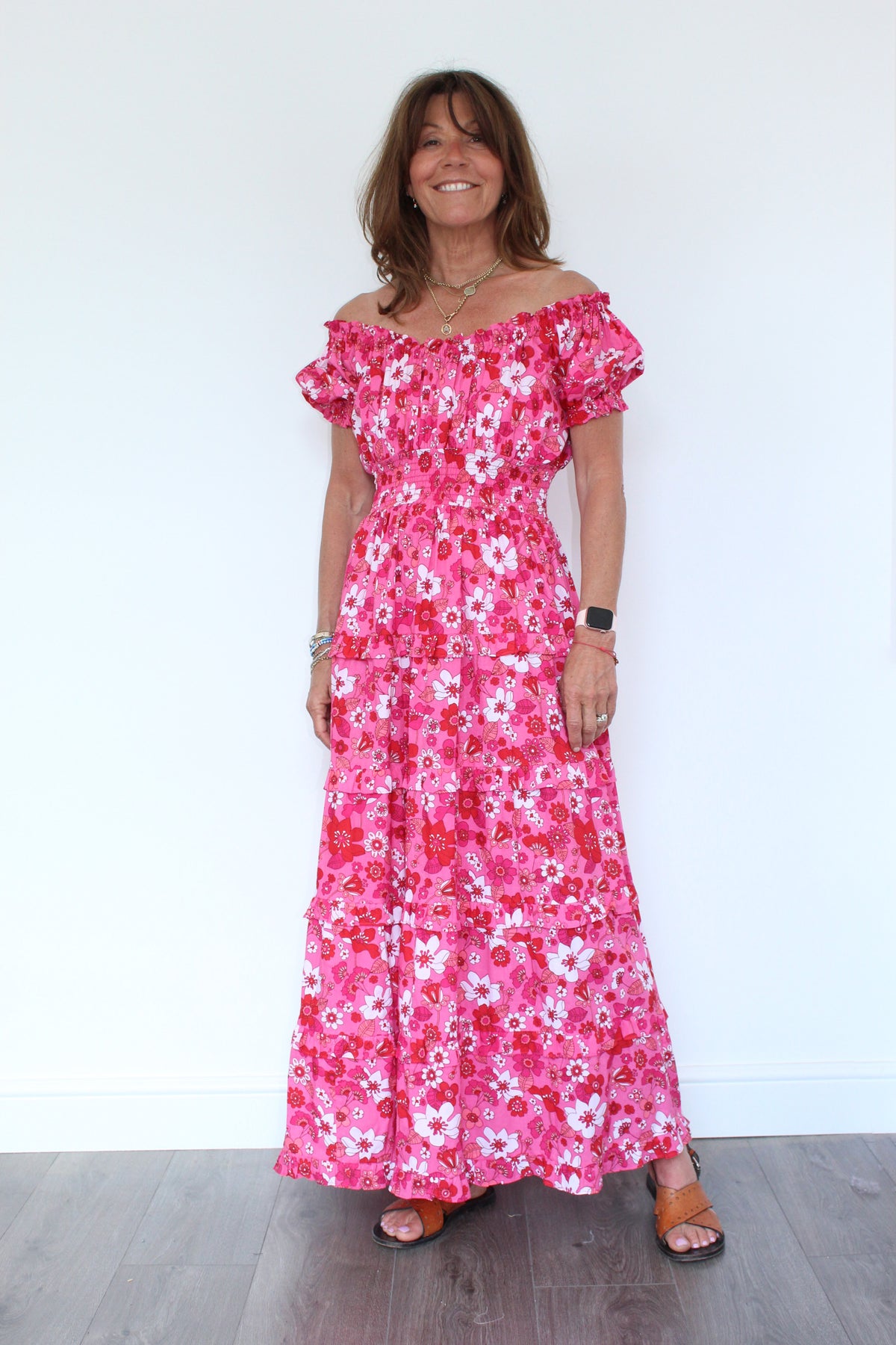 PCP Rah Rah Long Dress in 70's Strawberry