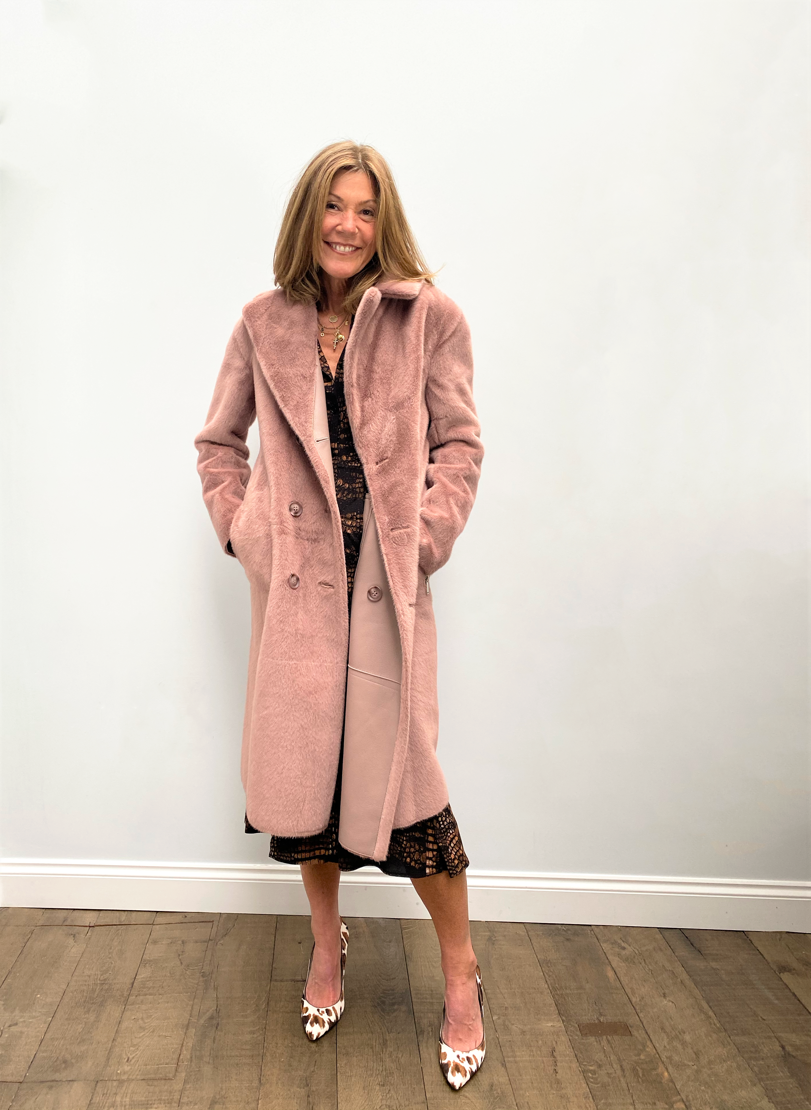 R&P Pita reversible long coat in misty rose