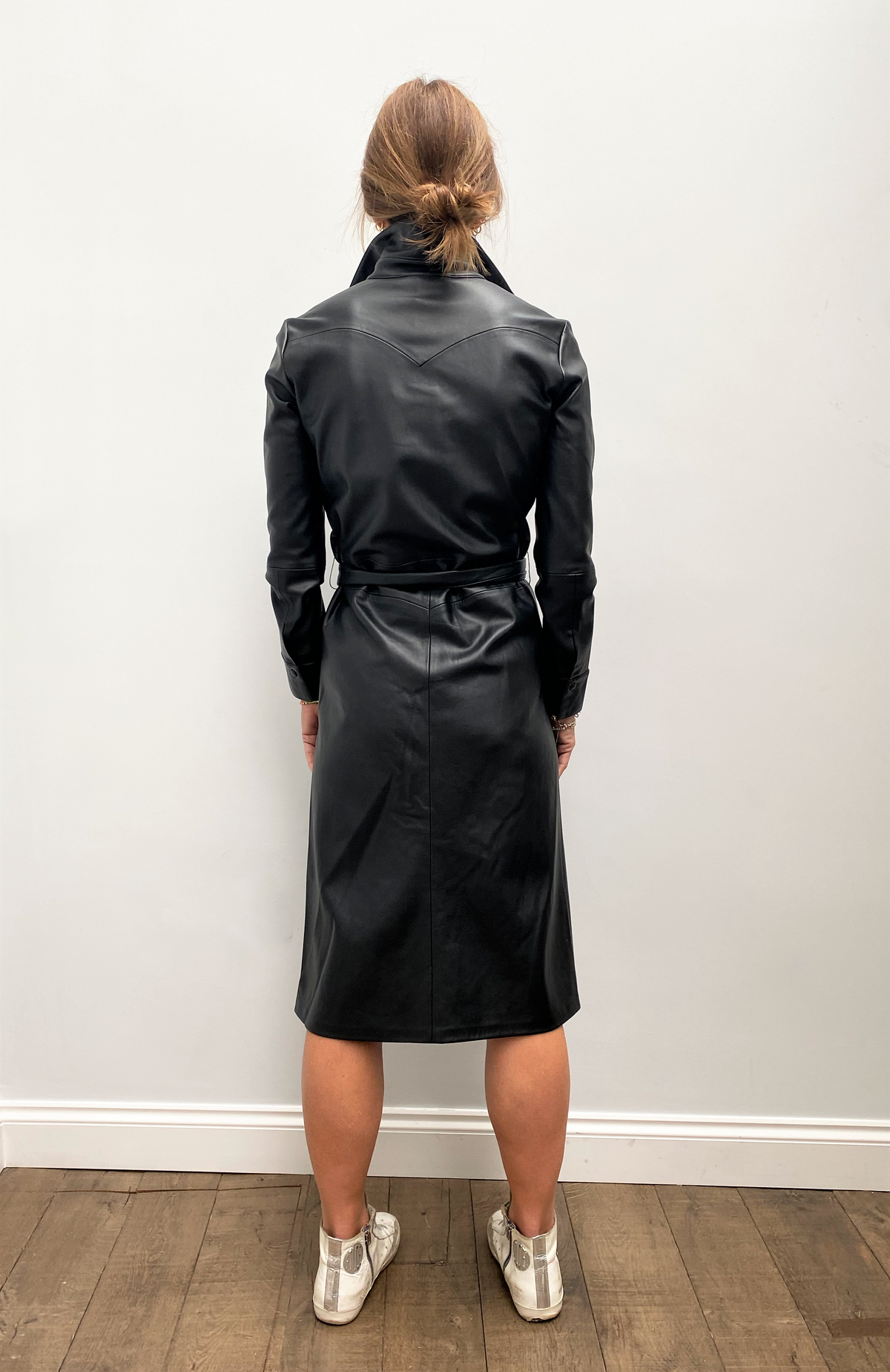 R&P Sandon faux leather dress in black