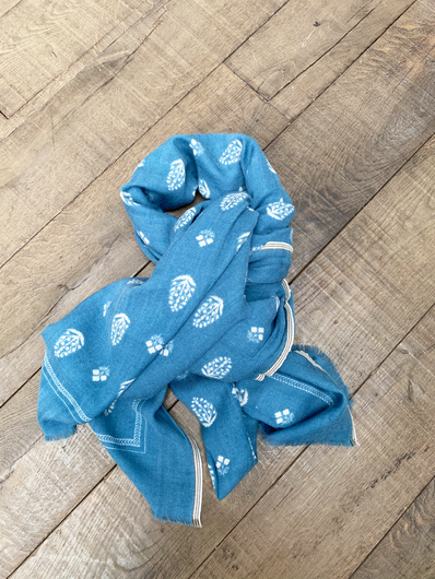 MOISMONT Stamp Print Scarf in Dutch Blue