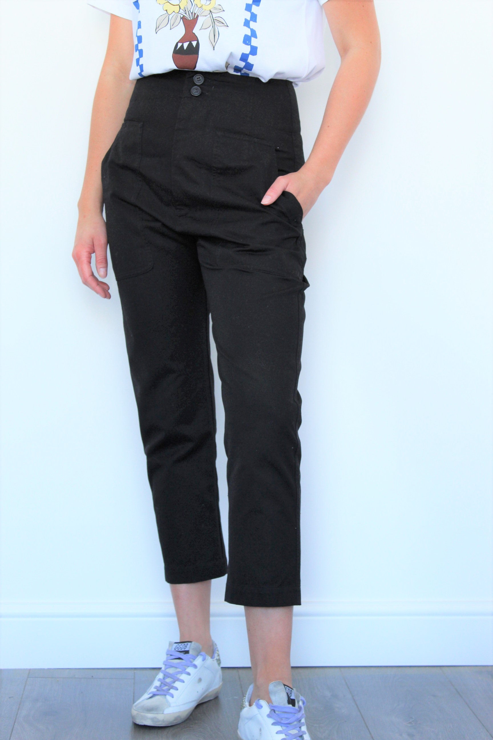 IM Pralunia Cotton Trousers in Faded Black