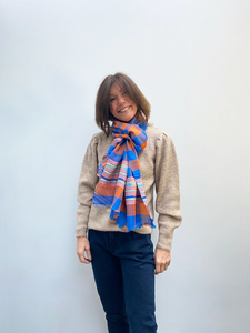 You added <b><u>ANNA Himalaya Scarf in Orange, Blue Check</u></b> to your cart.