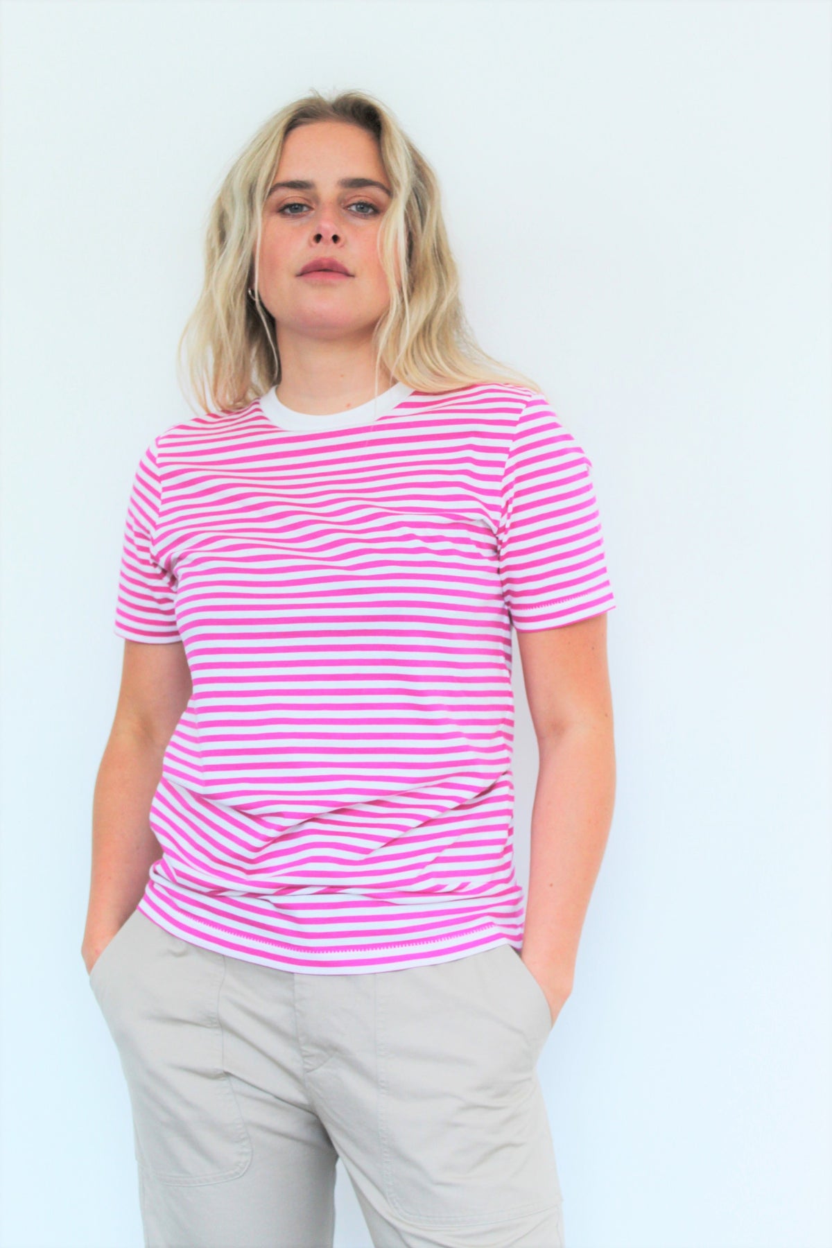 SLF My Perfect Stripe Tee in Rose Violet